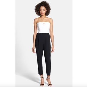 Bardot 🖤 Black & White 🤍 Colorblock Strapless Jumpsuit Small